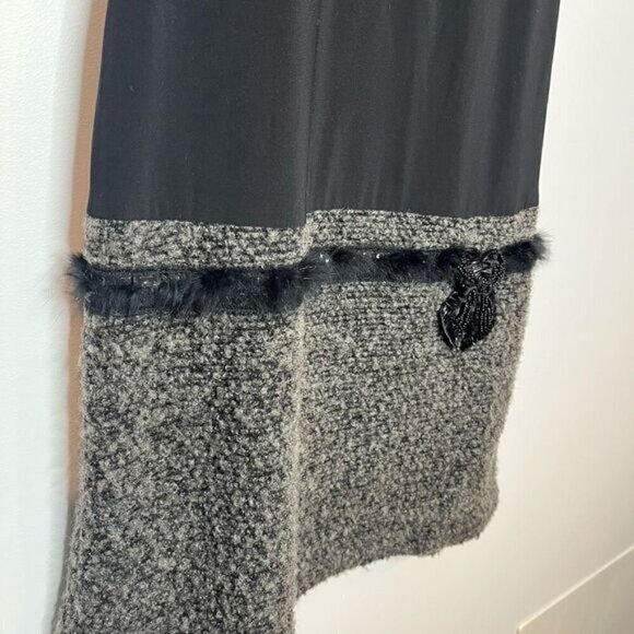 Joseph Ribkoff Women’s Size 6 Boucle Sequined Bow Sheath Dress Black Grey Beaded - Picture 4 of 15